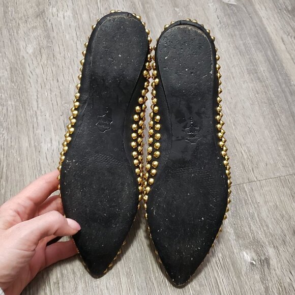 Steve Madden * Extraa Black & Gold Studded Flats 6 - Picture 8 of 12